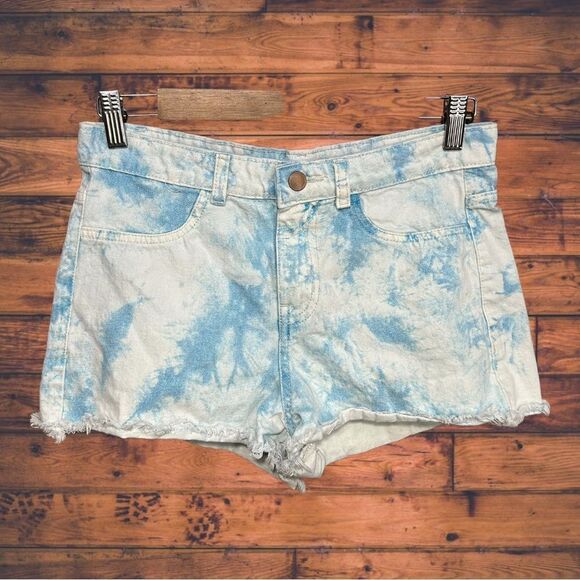 5 for $25🔥Acid Washed Baby Blu Tie Dye Cut Off Shorts Small - Picture 1 of 5